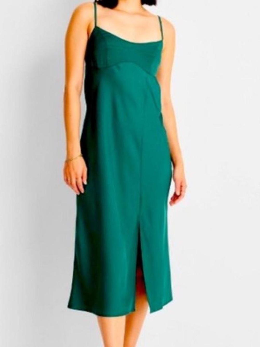 A New Day Target Green Slip Midi Dress with Front Slit